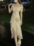 2 Piece Dress Set Woman Casual Long Sleeve Crop Tops + Elegant Solid Strap Midi Dress Party Korea Fashion Suit 2023