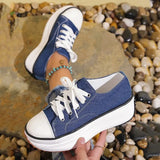 Chunky Platform Sneaker Women 2024 Spring Plus Size Lace Up Canvas Shoes Woman Comfy Thick Bottom Sports Sneaker