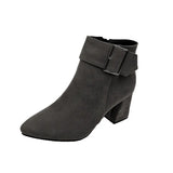 Ankle Boots Winter Shoes For Women Flat Heel Zipper Boots-Women Round Toe Low 2024 Rubber Over-the-Knee Ladies Autumn PU