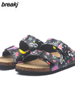 2023 New Summer Women Beach Cork Slippers Casual Double Buckle Clogs Slides Non-slip Outside