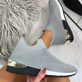 Shoes 2023 Breathable Mesh Platform Sneakers Solid Color Socks Shoes Tennis Casaual Sports Shoes Slip-On Zapatos