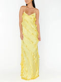 Fashion Sexy Style Dress Women 2025 Spring And Summer New Wood Ear Splicing Design Sense Solid Color Slinging