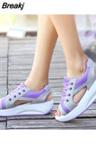 Women Sandals Platform Mesh Sandals Comfortable Sandals for Women Open Toe Casual Lace-up Sneakers Summer Female Sports