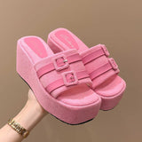 Breakj Slope And Slippers Women Wear 2025 New Thick-Soled Leisure Beach Women's Shoes Buckle Cool Drag