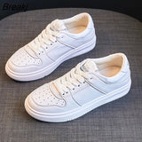 Sneakers Women Genuine Leather Shoes Casual Woman White Shoes Cow Leather Ladies Sneakers Thick Sole