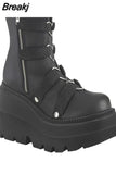 Wedges Women Ankle Boots 2023 Autumn Winter Gothic Street Comfy Fashion Cool Woman Shoes Motorcycle Boots Big Size