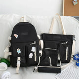 NEW 5 Piece Set backpacks fashion canvas kawaii female Korean Shoulder bag Casual College Students backpack School bag for
