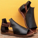 Women's Sandals 2021 Platform PU Women Shoes Retro New Hot Sandals Hook&Loop Fish Mouth Footwear Femme Gladiator Shoes Plus