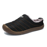 Men's Slippers Indoor Warm Shoes Plush Flock Male Slippers For Home Hard-wearing Non-slip Outdoor Walking Mans