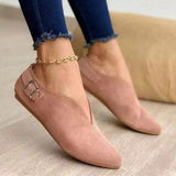 Breakj Shoes 2023 Spring And Autumn New Single Shoe Tip Belt Buckle Flat Sole Casual Shoes Ladies Single