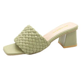Luxury Slides Women Mules Fetish Pumps Individual Weave Leisure New Thick Heel Office Ladies Prom Slippers Women's