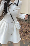 Autumn Pure Color Y2k Mini Dress Casual Elegant Short Party Dress Woman Slim Long Sleeve Korean Fashion Dress Design