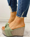 Bow Tied Slip On Leisure Platform Summer Sandals 2020 Wedges High Heels Women Shoes Woman Mules Flip