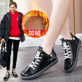 Breakj Women's Autumn And Winter 2023 New Cowhide Tight With Flat-Soled Sports Shoes Casual Single Shoes Help Small White Shoes Female