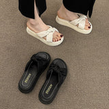 Breakj Bottom Slippers Women 2025 Summer New Fashion Cross-Word Casual Beach Cool
