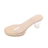 Breakj Slippers Women's 2025 Summer New One-Word Wearing Fashion Crystal Heels Women's High-Heeled