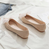 Blue Bow-knot Ballet Flats Women Shoes Loafers Ballerina Woman Elegant Cozy Pointed Toe Shallow Moccasins Size