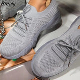 Women Sneakers Casual Shoes Comfortable Mesh Lace-Up Ladies Sport Shoes Wedges Chunky Women's Vulcanized Females Plus