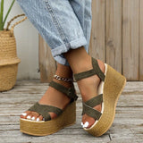 Fashion Wedge Sandals for Women Summer 2022 Casual Non-slip Peep Toe Platform Shoes Rubber Sole Buckle Elegant Heels