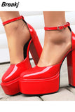 Pumps Chunky Heel Ankle Strap Shoes 2023 Spring Summer Fashion Sexy Mary Janes Wedding Shoes Pumps Big Size