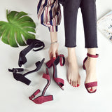 Breakj Women 2025 Summer New Square Head Thick Heel High-Heeled Sandals Women's Korean Version Of The Word Fashion