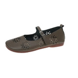 Breakj And South Korea Hollow Flat Bottom One-Word Buckle Shallow Single-Shoe Women Soft Bottom Carvings Breathable Lazy People Happy