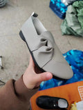 Breakj Single Shoes Small Leather Shoes Beef Tendon Bottom Bean Shoes Round Head Flat Shoes Women Mother Shoes Size