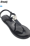 Flat Bottom Women Sandals Fashion Rhinestone Clip Toe Girl Footwear Large Size Flip Flops Comfortable Ladies Jelly
