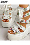 Hot Leisure Wedges Cage Ankle Bootie Shoes 2023 Summer Gothic Style Shoes Women Gladiator Platform High Heels Casual