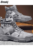 Shoes for Men 2023 Spring Fashion Lace Up Outdoor Male Booties Platform Desert Military Boots New Men's Ankle