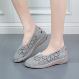 Breakj Casual Flat-Bottomed Hollow Hole Shoes Women Retro Round Head Pedal Lefu Shoes Lazy Single
