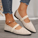 And South Korea Sharp Head Drill Shallow Mouth Flat-Soled Single Shoes Women's Large Size Velvet Four Seasons Work Shoes
