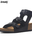 Fashion Summer Women Wedge Cork Sandal 2023 New Beach Outside Non-slipe Trifle Platform Med Heel Sandalias