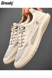 Men Shoes fashion Genuine Leather Loafers Breathable Autumn lace up comfortable Mesh Casual Shoes Outdoor Men Sneakers