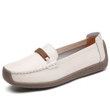 Breakj And Summer Large-Size Soft-Soled Mother Shoes Cow Skin Bean Shoes Women's Casual Shoes Flats Nurse Shoes Single Shoes Women's Working