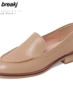 Size 34-39 Women Flats Shoes Real Leather 2023 Spring Thick Heels Shoes Woman Casual Loafers Office Lady Daily