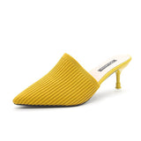 Breakj Spring And Summer New Sharp-Headed Slippers Women's High-Hees And Fashion Flying Woven Outside Wearing Cold