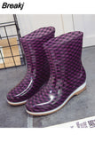 High Top Waterproof Mid Calf Boots Women Rain Shoes Spring/autumn PVC Fashion Non-slip Women's Rain Boots Water