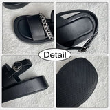Size 33-40 Women Sandals Rome Real Leather Wedges Heel Summer Shoes For Women 2023 Fashion Chain Casual Platform