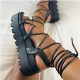 Gladiator Sandals For Women 2022 Summer Woman Thick Bottom Platform Flats Women's Fashion Cross Strap Sandalias Female