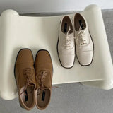 2021 Autumn Women's Flats Small Leather Shoes Korea Style Ladies Student All-match Comfy Flats Square Toe Lace Single