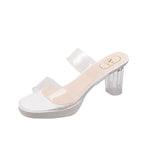 Breakj New Large-Size High-Heeled Shoes Crystal Coarse Heel Breathable Fashion Slippers Wearing Gentle Fairy Cool