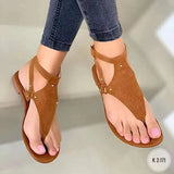 New Large Size Sandals Female Flat Toe Human Type Flat Sandals Perennial