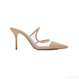 Light Luxury Women Shoes New Nude Color Transparent Pointed Temperament High Heels Muller Stiletto Single Shoes