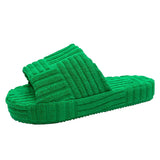 Breakj Thick Bottom To Keep Warm Hair Slippers Women's Autumn And Winter New Mowing Towel Cotton