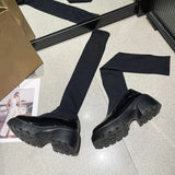 Sexy Slim Over The Knee Stretch Socks Boots Women Autumn Thick High Heels Long Boots Woman Anti-Slip Platform