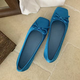 Breakj New Square-Headed Flat Shoes Bow Ballet Ballet Princess Wind Pure Color Sweet Single Shoes