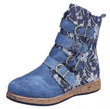 Boots Woman Shoes Western Cowboy Style Europe and Handsome Retro Small Ladies Floral Boots Winter Boots