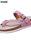 New Summer Women Wedge Beach Slipper Shoe Casual Cork Med Heel Outdoor Clogs Flip Flops