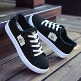 New Spring Summer Women Canvas Shoes flat sneakers women casual shoes low upper lace up white